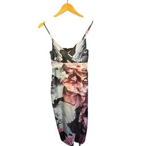 Floral Midi Wrap Dress With Spaghetti Straps By Express Sz 2 NWT